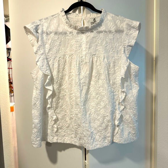 Cupio XL Women's Flutter Sleeve Cotton Voile Blouse - Picture 1 of 13